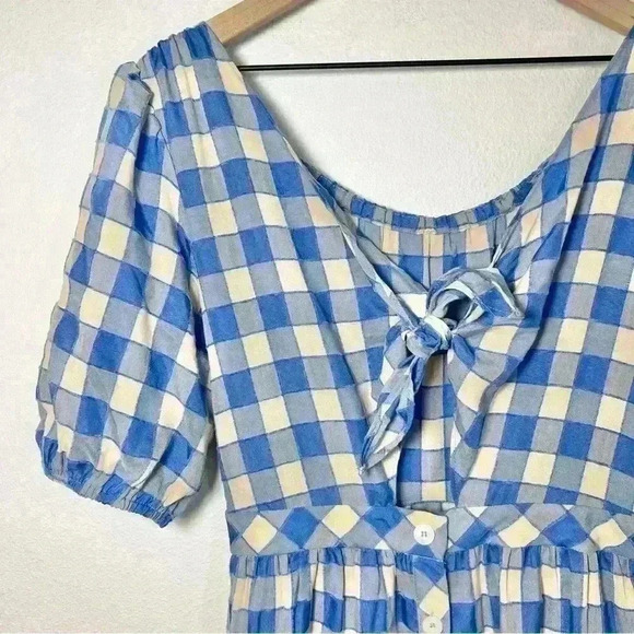 NWT FRNCH Victoire Check Center Cutout Woven Dress Size Small - Picture 3 of 15